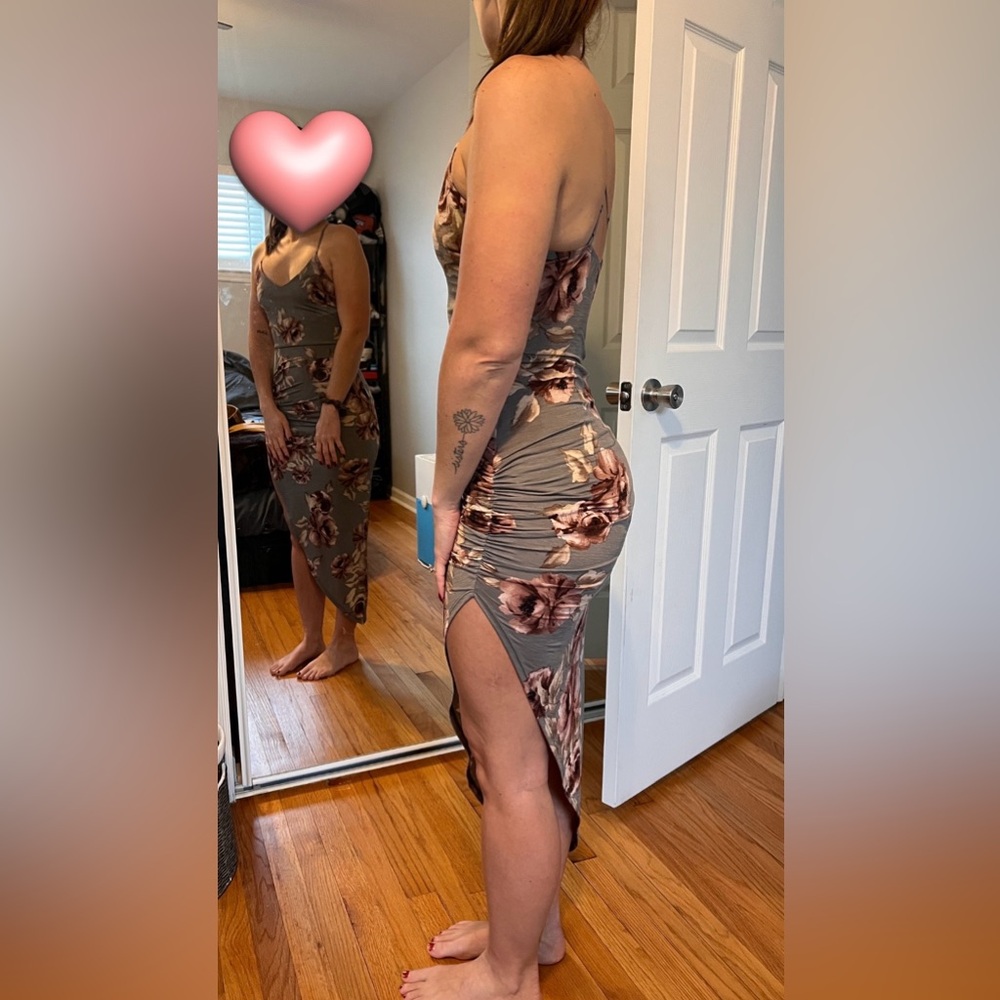 Floral Sleeveless Dress - Brown and Pink